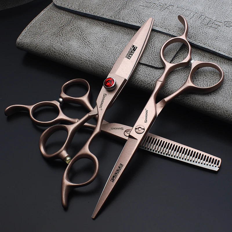 Ciseaux de coiffure professionnels japonais, coupe de cheveux plate, 6/7 pouces, 440C, sac cadeau gratuit, peigne Ciseaux de coiffure professionnels japonais, coupe de cheveux plate, 6/7 pouces, 440C, sac cadeau gratuit, peigne