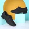 chaussures de danse latine pour hommes, salsa jazz, salle de bal, tango moderne, maille noire, semelle souple, entraînement de tennis, 39 46