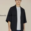 chemise noire pour hommes, chemise kimono, cardigans de style chinois traditionnel pour hommes, cardigan d'été léger pour hommes
