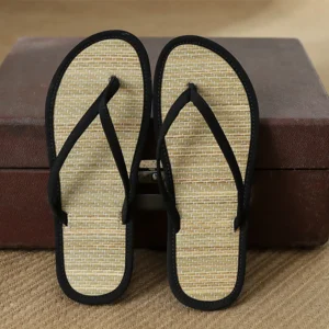 Tongs plates pour femmes, sandales confortables, en rotin et bambou, tendance 2022 Tongs plates pour femmes, sandales confortables, en rotin et bambou, tendance 2022