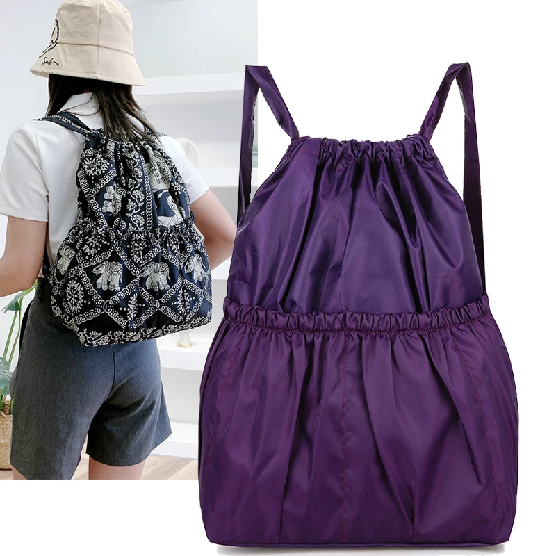 sac à dos de poche à cordon de serrage, nouveau sac de sport de voyage, fitness, grande capacité, fleur, style ethnique, imperméable, épaules en nylon sac à dos de poche à cordon de serrage, nouveau sac de sport de voyage, fitness, grande capacité, fleur, style ethnique, imperméable, épaules en nylon