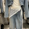 mini jupe en dentelle à lacets, coupe cintrée, tablier y2k, jupe portefeuille, joli rideau de pet harajuku pour femmes