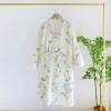 peignoir kimono japonais 2025 coton pour femme, simple, imprimé, observateur, vêtements de maison, printemps/Été, 100%