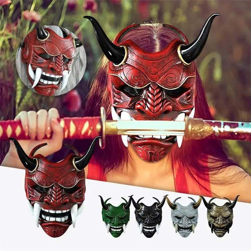 Prajna – masque de guerrier fantôme japonais, Shura ninja, visage bleu, accessoire complet pour tuer les écritures, costume d’halloween pour homme Prajna – masque de guerrier fantôme japonais, Shura ninja, visage bleu, accessoire complet pour tuer les écritures, costume d’halloween pour homme
