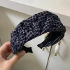1 pièce de style ultra miu! bandeau large en tissu bleu foncé tricoté à la main, bandeau de mode rétro de style coréen pour augmenter le volume de la couronne
