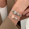 Bracelet chat opale délicat pour femmes, strass exquis, pendentif Kitty Neko, bijoux cadeaux pour meilleure amie fille