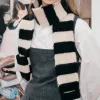 Écharpe rayée en coton ultra chaud pour l'hiver, écharpe tricotée à col long coréen ins y2k, confort toute la journée pour automne et hiver, streetwear