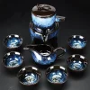 service à thé semi automatique, service à thé chinois en céramique, tasse à thé en argile violette, service à théière kung fu, 8 pièces