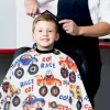 Cape de coiffeur pour enfants, dessin animé, pour Salon de coiffure, pongé en Polyester, robe de barbier, soins capillaires, fournitures de coiffure