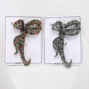 Broches à nœud papillon en strass pour femmes, accessoires de manteau de tempérament Vintage, cadeaux