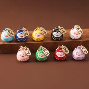 Nouveau japonais chanceux chat sac pendentifs japon Daruma porte-clés cloches pendentif chat chanceux porte-clés bonne Fortune richesse charme bijoux cadeau