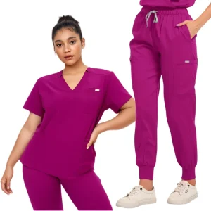 Vêtements de salle d&rsquo;opération violets, uniformes médicaux, ensemble de gommages de travail d&rsquo;hôpital, combinaison de chirurgie dentaire pour infirmière médicale, vêtements de travail