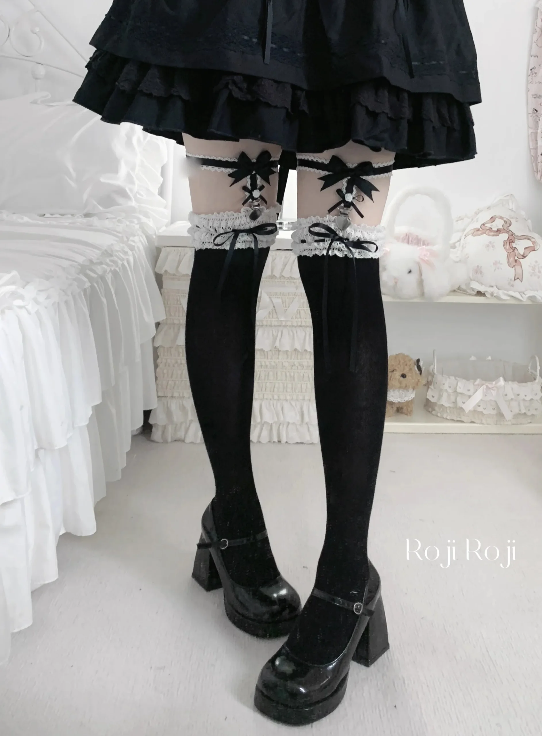 chaussettes japonaises en coton avec nœud, mi tube, dentelle, doux, lolita, genou, école, filles, kawaii, printemps, nouveau chaussettes japonaises en coton avec nœud, mi tube, dentelle, doux, lolita, genou, école, filles, kawaii, printemps, nouveau