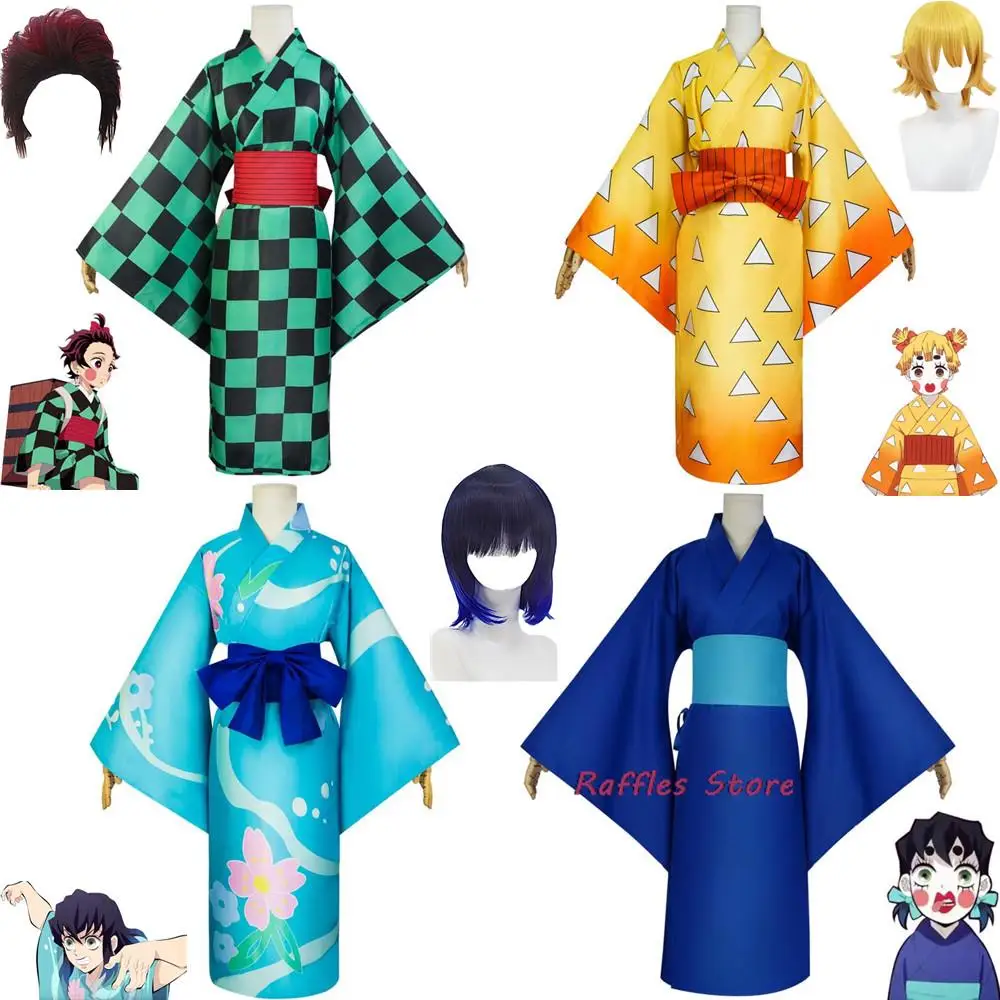 Anime Divertissement District Périphérique, Kamado Tanjirou Hashibira Inosuke Cosplay Costume, Kimono Halloween Carnaval Imbibé Perruque Anime Divertissement District Périphérique, Kamado Tanjirou Hashibira Inosuke Cosplay Costume, Kimono Halloween Carnaval Imbibé Perruque