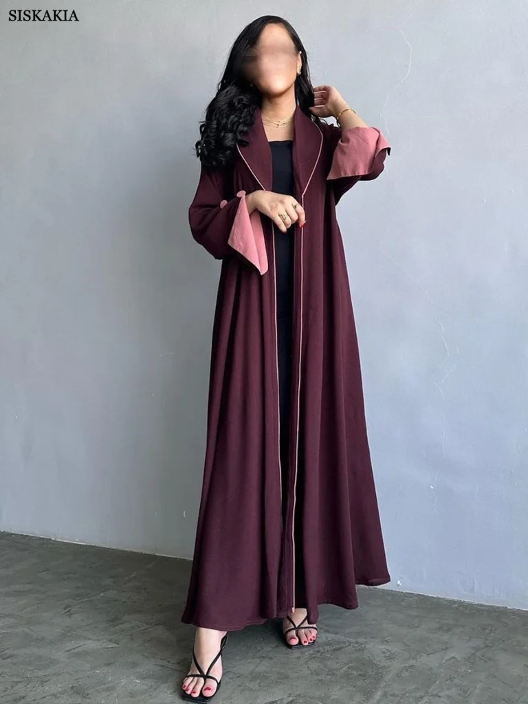 Siskakia-Kimono ouvert décontracté pour femmes, Abayas Jalabiya, Robe saoudienne, Vêtements Mosslim pour Ramadan, Galabia Kabaya, Islam Kaftan, Mode solide