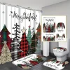 navidad joyeux noël décor rideau de douche santa elk noël imperméable polyester rideau de bain nouvel an chambre rideaux