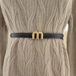 Ceinture de pantalon multi-éléments en alliage coréen, boucle en M, style INS simple, ceinture décorative polyvalente pour femmes