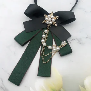 Nouveau coréen nœuds papillon formel ruban cravates costume vert femmes nœud chemise strass broche réglable fête élégant papillon Nouveau coréen nœuds papillon formel ruban cravates costume vert femmes nœud chemise strass broche réglable fête élégant papillon