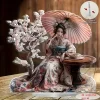 les ornements décoratifs geisha conviennent à des décorations traditionnelles japonaises à thème pour l'art de table de la chambre à coucher de la maison