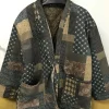 cardigan en coton rembourré pour homme et femme, robe imprimée vintage, veste streetwear japonaise, kimono décontracté, manteau parka, hiver