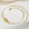 collier de perles d'imitation exquis pour femmes, rivets ovales, accessoires, colliers en acier inoxydable, bijoux cadeaux de couleur or