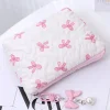 trousse de maquillage à nœud brodé, niveau d'apparence élevé, sac de rangement pour porte monnaie, mignon, grande capacité, trousse de maquillage haut de gamme