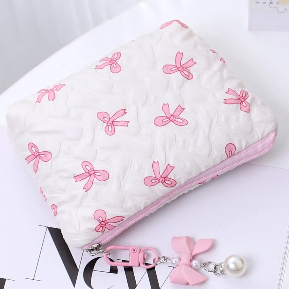 trousse de maquillage à nœud brodé, niveau d'apparence élevé, sac de rangement pour porte monnaie, mignon, grande capacité, trousse de maquillage haut de gamme trousse de maquillage à nœud brodé, niveau d'apparence élevé, sac de rangement pour porte monnaie, mignon, grande capacité, trousse de maquillage haut de gamme