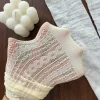 3 paires kawaii filles chaussettes mignonnes printemps été maille évider femmes chaussettes couleur unie femme harajuku rétro vintage longues chaussettes