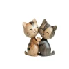 sculpture de couple chaton en bois, charmant chat plat 2d, cadeau pour passionné, grain de bois clair et foncé, décoration d'entrée de bureau pour la maison