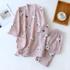 nouveau kimono de style japonais deux pièces couple pyjama couverture hommes et femmes pur coton gaze mignon chaton mince service à domicile grande taille