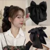 pince à cheveux élégante avec nœud noir, pince à queue de cheval haute, ruban, pince à cheveux pour femmes et filles, grande pince à saisir, accessoires de coiffure