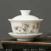 soupière et bols en porcelaine blanche céramique gaiwan tasse à thé kung fu service à thé cadeau offre spéciale poterie bol couvercle bleu et blanc