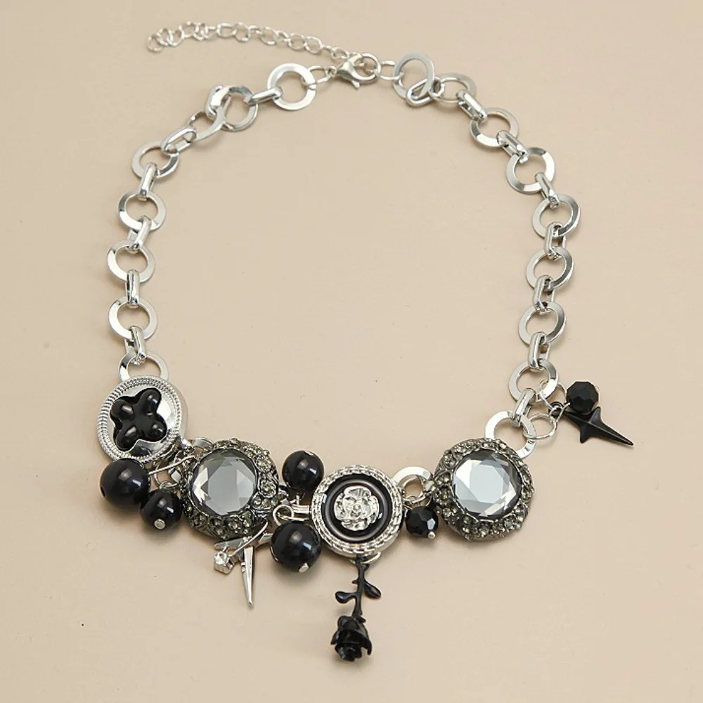 collier gothique à fleurs avec pampilles en cristal et strass, accessoires de collier pour femmes, bijoux de cou, chaîne de clavicule, ras du cou, cadeaux collier gothique à fleurs avec pampilles en cristal et strass, accessoires de collier pour femmes, bijoux de cou, chaîne de clavicule, ras du cou, cadeaux