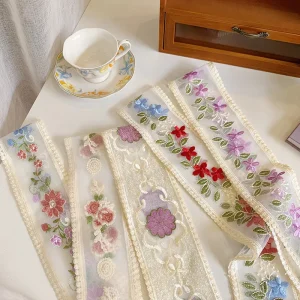 Ruban de fleurs brodé en dentelle, 1 Yard, pour bricolage, 9cm, nœud Heaband, pince à cheveux, accessoires de couvre-chef, tissu Ruban de fleurs brodé en dentelle, 1 Yard, pour bricolage, 9cm, nœud Heaband, pince à cheveux, accessoires de couvre-chef, tissu
