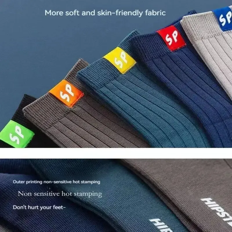 chaussettes mi mollet respirantes absorbant la transpiration pour hommes, chaussettes longues, chaussettes chaudes, chaussettes de sport carillon polyvalentes, automne et hiver, 5 paires chaussettes mi mollet respirantes absorbant la transpiration pour hommes, chaussettes longues, chaussettes chaudes, chaussettes de sport carillon polyvalentes, automne et hiver, 5 paires