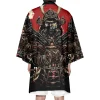 kimono de samouraï traditionnel japonais pour hommes yukata harajuku noir rouge rétro samouraï robe de jeu de rôle cardigan couverture extérieure