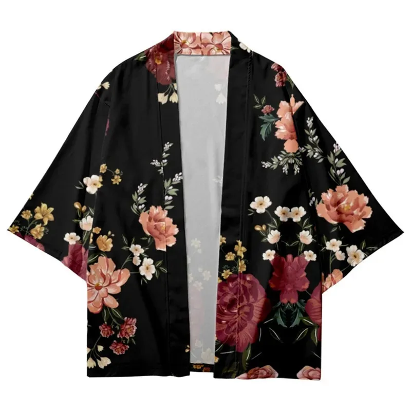 kimono yukata imprimé floral pour hommes et femmes, cardigan, chemisier ample, haori, vêtements anime asiatiques, chemise kimono japonaise harajuku kimono yukata imprimé floral pour hommes et femmes, cardigan, chemisier ample, haori, vêtements anime asiatiques, chemise kimono japonaise harajuku