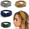 Turban croisé solide pour femmes, noué torsadé, style Boho, en daim, pour filles, nœud doux, accessoires pour cheveux Vintage