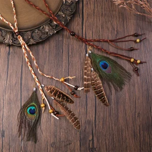 Bandeau femme mode bandeau indien chapeaux plume coiffure cheveux accessoires GiftRetro Boho paon plume tressé corde Bandeau femme mode bandeau indien chapeaux plume coiffure cheveux accessoires GiftRetro Boho paon plume tressé corde
