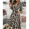 robe portefeuille à ceinture pour femme, vente chaude, coupe ample, imprimé multi motifs, adaptée aux transitions saisonnières