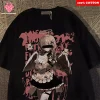 T-shirt à manches courtes pour hommes et femmes, 100% coton, ample, Y2k, vêtements de rue doux, imprimé Anime japonais, été 2025