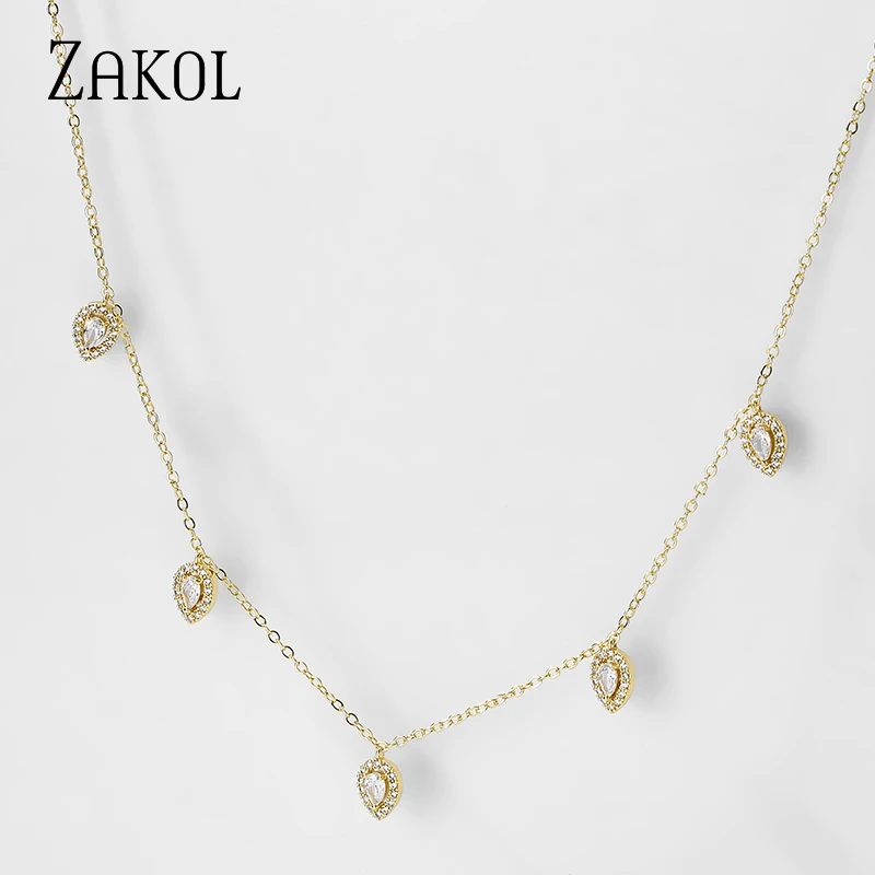 zakol mode coréenne feuille goutte d'eau colliers ras du cou pour les femmes aaa cubique zircone chaîne mince collier bijoux zakol mode coréenne feuille goutte d'eau colliers ras du cou pour les femmes aaa cubique zircone chaîne mince collier bijoux