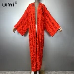 WINYI maxi kimono manteau pour femmes surCoat trou denim cardigan long vers le bas manteau couvrir tenues de plage femme abaya dubaï luxe