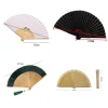 Éventail pliant en bambou en soie de style chinois pour femmes, éventails noirs d'été, décoration de danse pour la maison, cadeau de fête, ornement de maison
