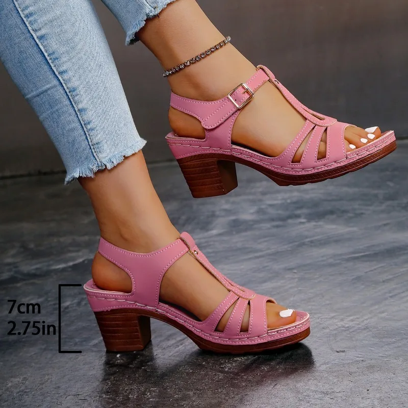 sandales à talons hauts pour femmes 2025summer nouvelles sandales à talons compensés sandales en cuir rétro dames sandales à plate forme décontractée sandalias mujer sandales à talons hauts pour femmes 2025summer nouvelles sandales à talons compensés sandales en cuir rétro dames sandales à plate forme décontractée sandalias mujer