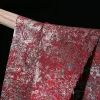 tissu jacquard double face rouge avec broderie, nouveau gilet hanfu de style chinois, chemisier, vêtements de bricolage, matériel textile pour créateurs