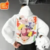 harajuku dragon ball majin buu saiyan streetwear vintage automne hommes à capuche hiver femmes surdimensionné sweat à capuche à manches longues