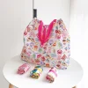 sac de courses japonais pliable et écologique, grand sac à bandoulière simple pour femmes, mignon, léger, grande capacité