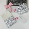 argent lingge bow motif porte monnaie petite toile porte monnaie dame filles écouteur pièce de monnaie clé argent sac de rangement pochette à fermeture éclair 2025
