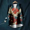 Harajuku japonais grue imprimé femmes décontracté col en V chemise rétro Floral Kimono Blouse Hipster Vintage chemises été confortable hauts Harajuku japonais grue imprimé femmes décontracté col en V chemise rétro Floral Kimono Blouse Hipster Vintage chemises été confortable hauts
